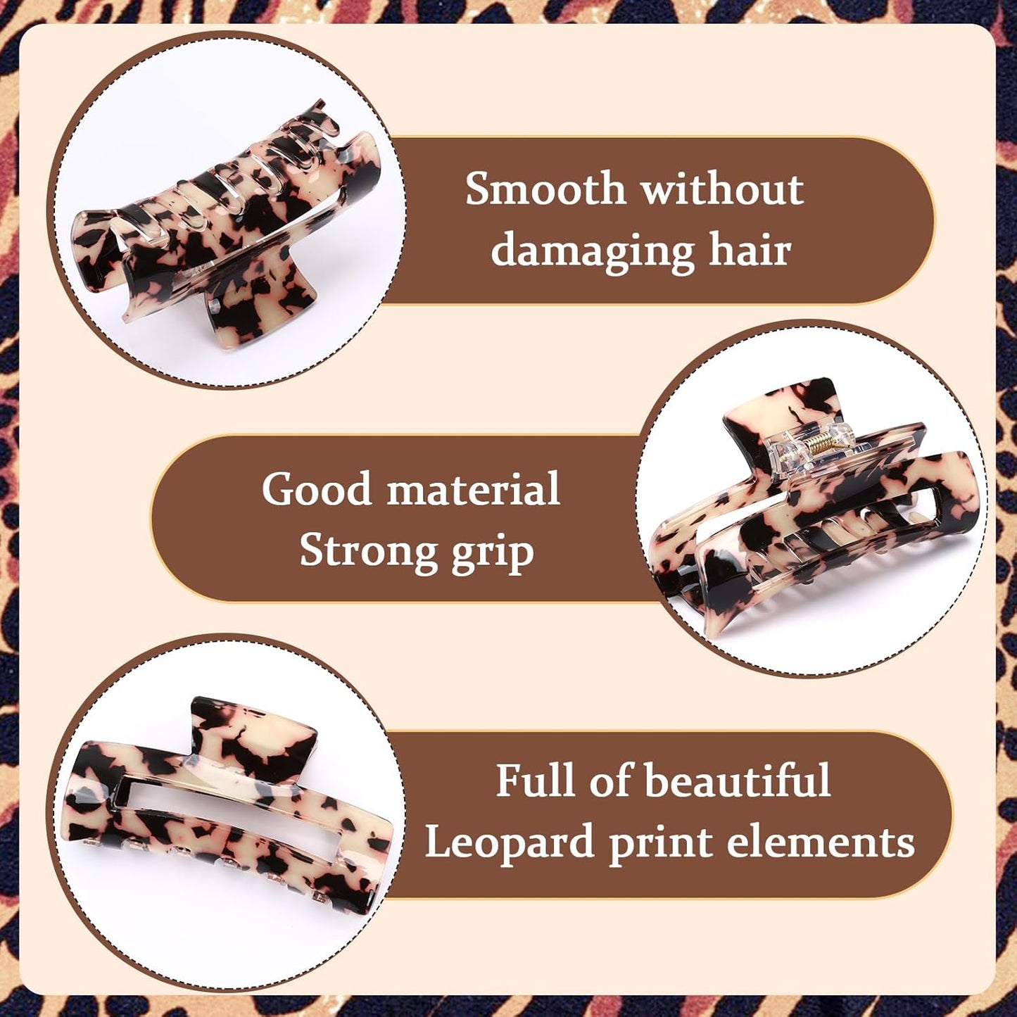 4 Pack Tortoise Hair Claw Clips