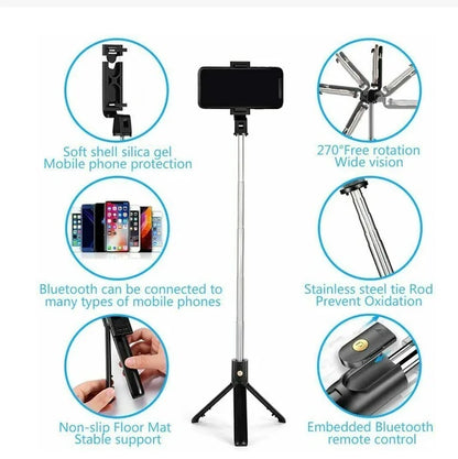 Selfie Stick Tripod with Bluetooth Remote