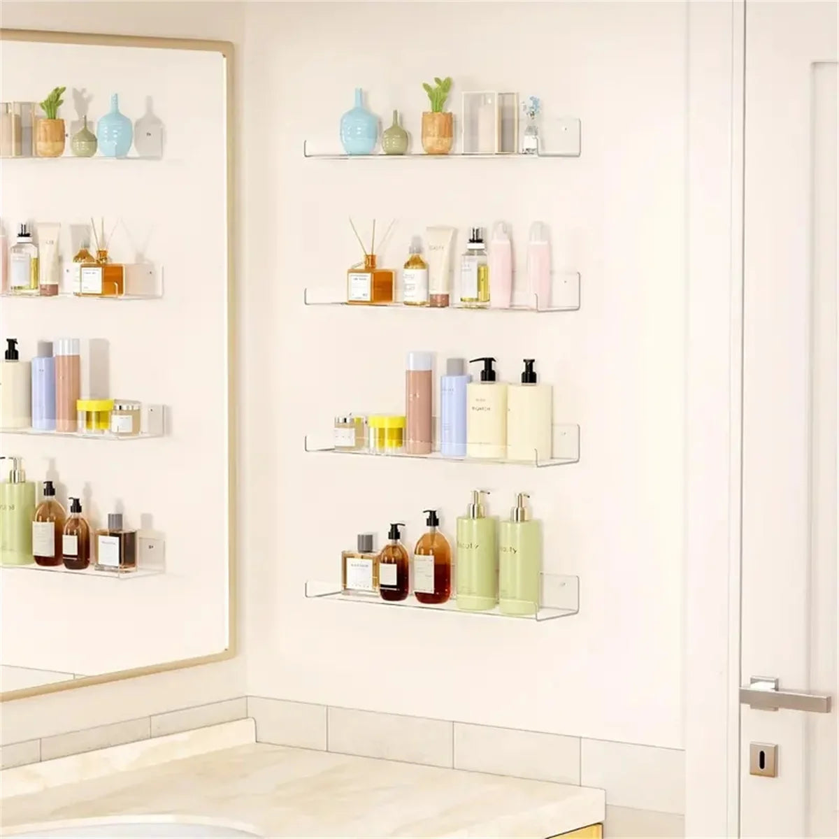 Clear Acrylic Shelves, Wall Mounted Storage Bathroom