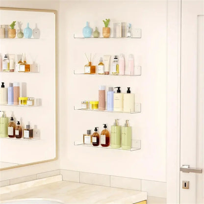 Clear Acrylic Shelves, Wall Mounted Storage Bathroom