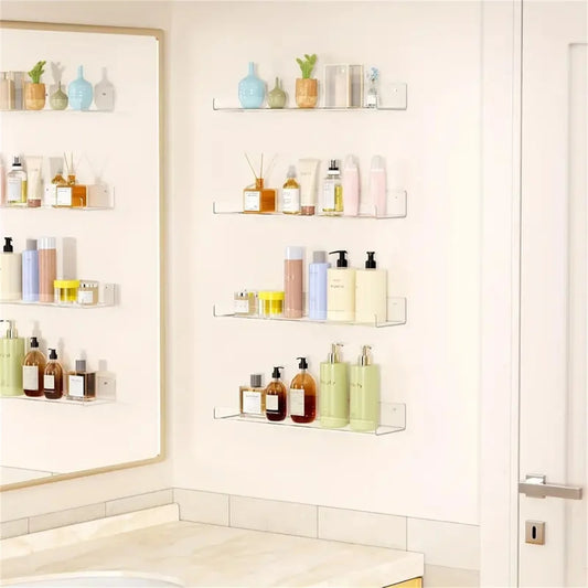 Clear Acrylic Shelves, Wall Mounted Storage Bathroom