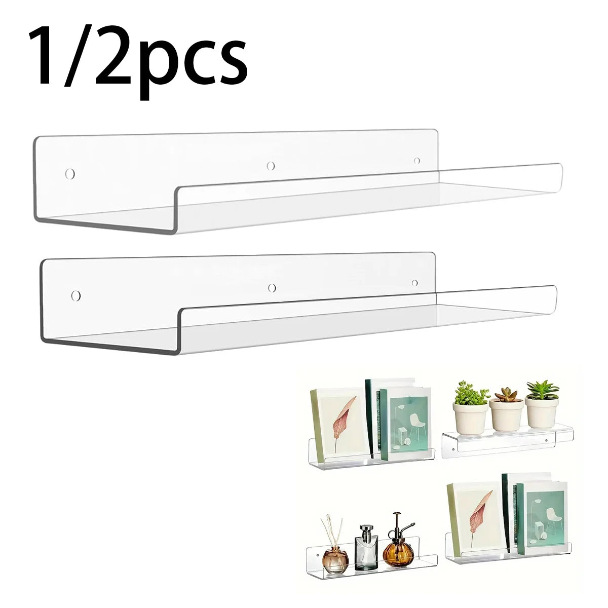 Clear Acrylic Shelves, Wall Mounted Storage Bathroom