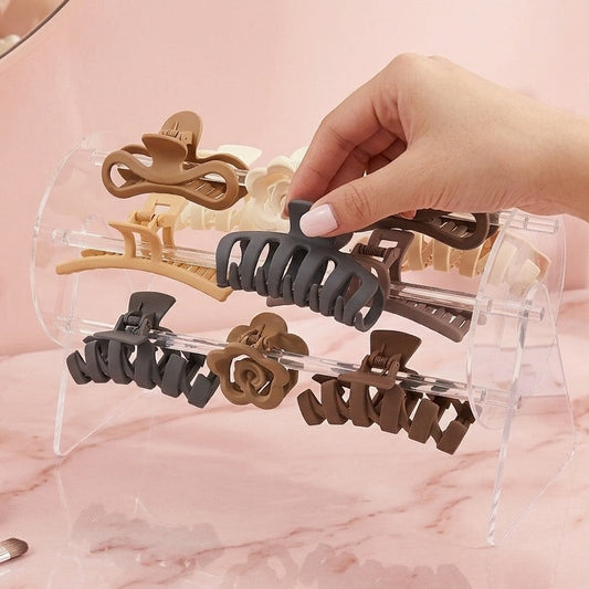 Acrylic Claw Clip Organizer 360-Degree Rotating