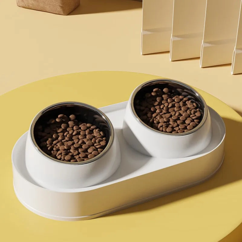 Non-Slip Pet Cat/Dog Double Bowl Stainless Steel Food and Water