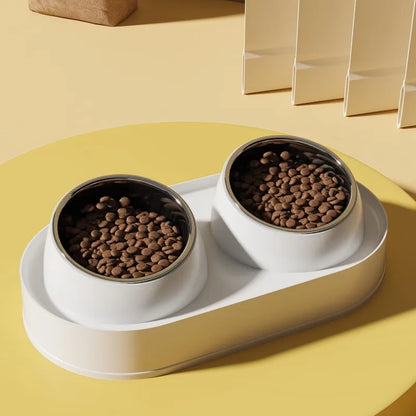Non-Slip Pet Cat/Dog Double Bowl Stainless Steel Food and Water