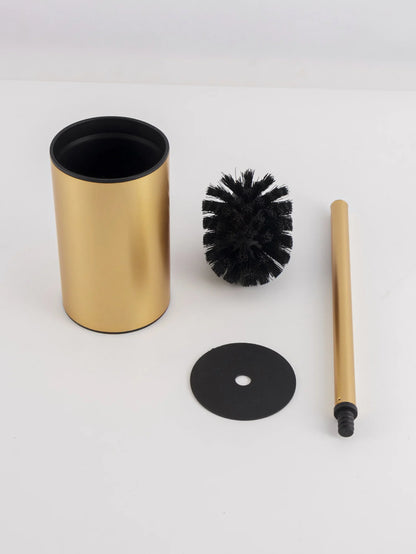Golden round stainless steel toilet brush