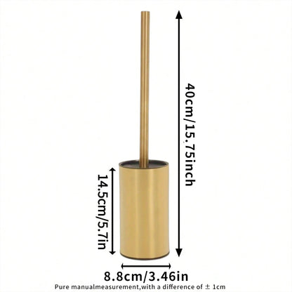 Golden round stainless steel toilet brush