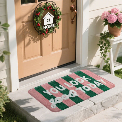 "YOU LOOK GOOD TODAY" floor mat, soft bathroom mat, non slip.