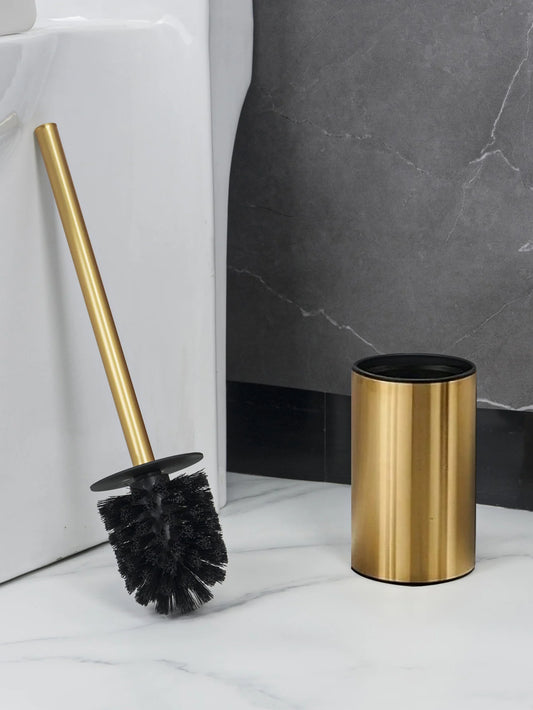 Golden round stainless steel toilet brush