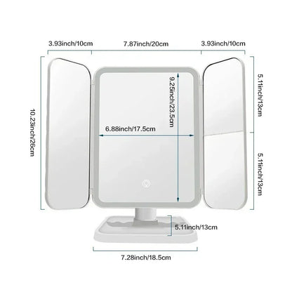 LED Makeup Mirror Trifold