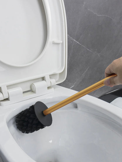 Golden round stainless steel toilet brush